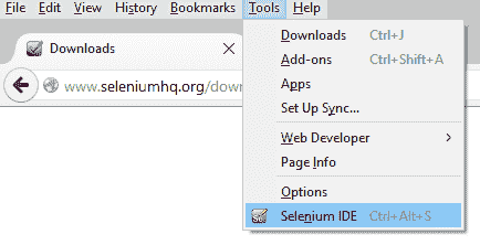 Launch Selenium IDE from menu bar