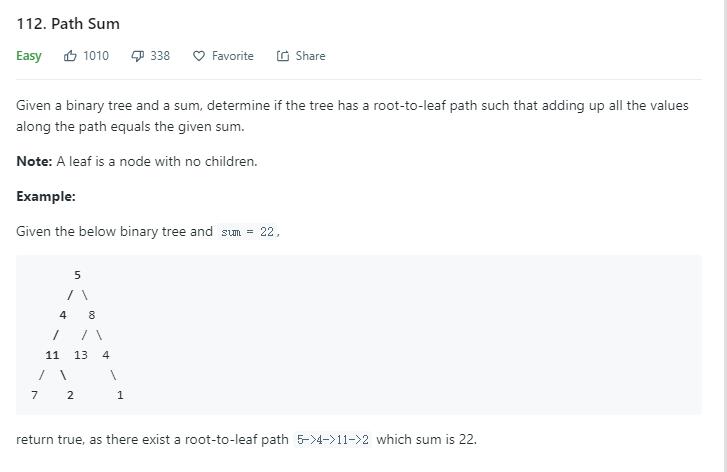 101 题到 200 题 - 112. Path Sum - 《Leetcode 前 300 题算法题解析（Java）》 - 书栈网 · ...